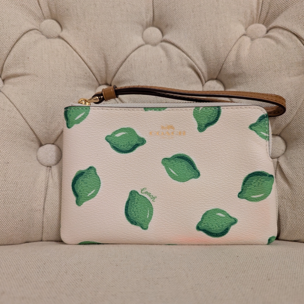 Coach Lime Pattern Wristlet